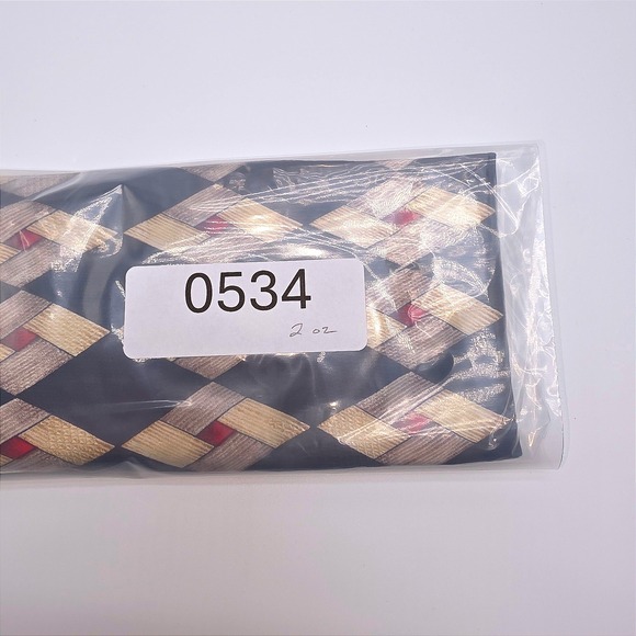 Vintage Monsieur Givenchy Mens Silk Diamond Pattern Necktie Black Gold Red - Picture 6 of 6